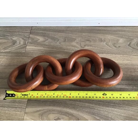 Dark Brown Linked Wooden Chain Knot, BOHO Interlocking Centrepiece Decor , NEW - Picture 5 of 6